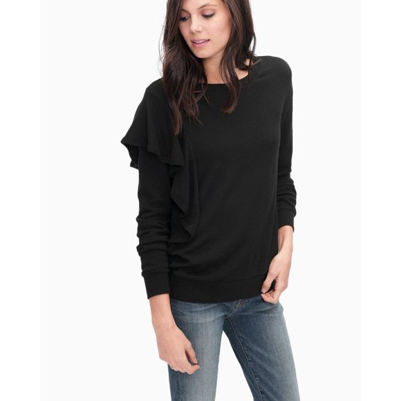 Splendid Westfourth Asymmetrical Ruffle Sweatshirt Women's Size Large - Picture 2 of 9